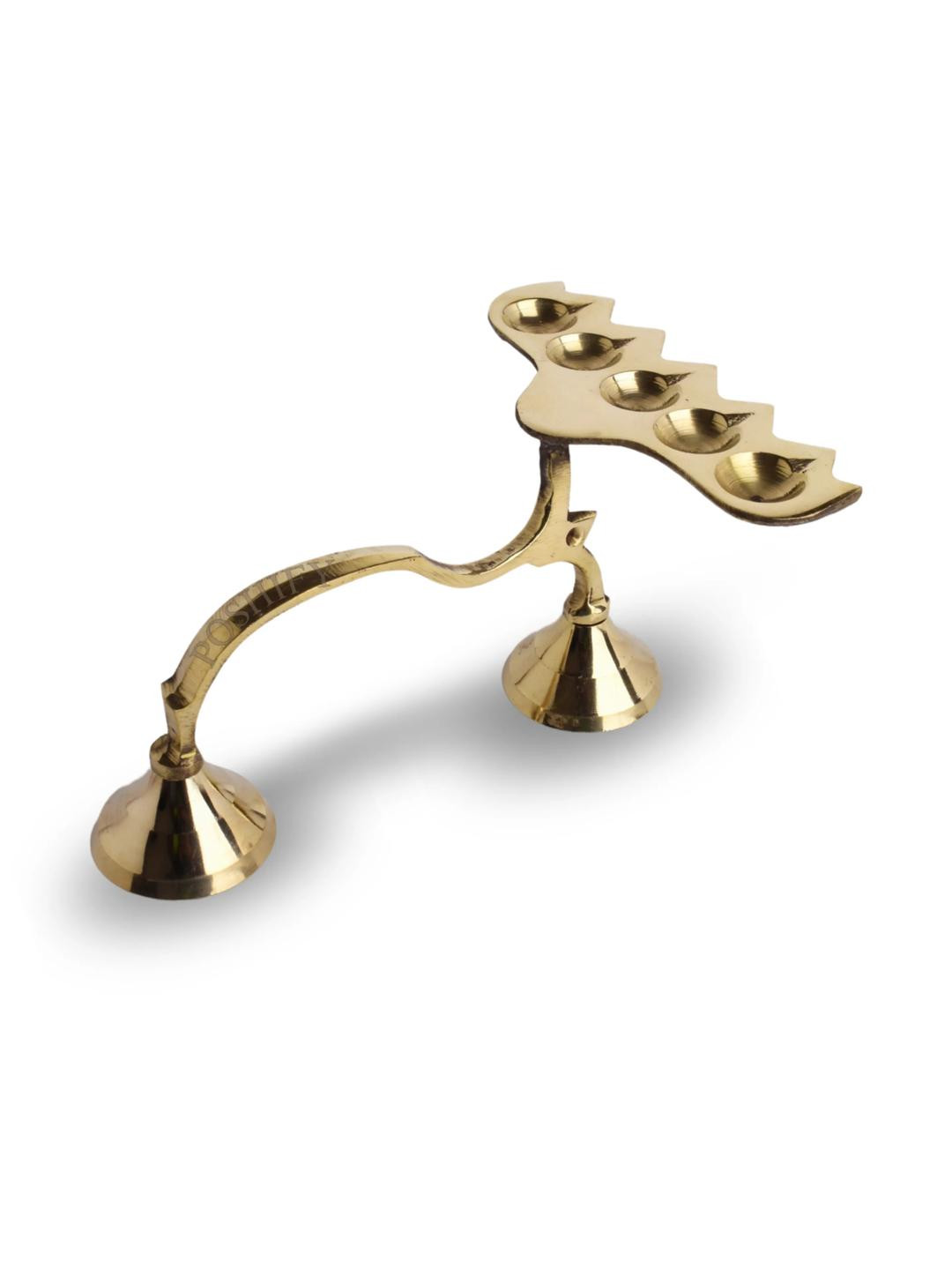 POSHIFY Panch Diya - Brass Five-Lamp Holder for Puja, Spiritual Practices, and Home Decor