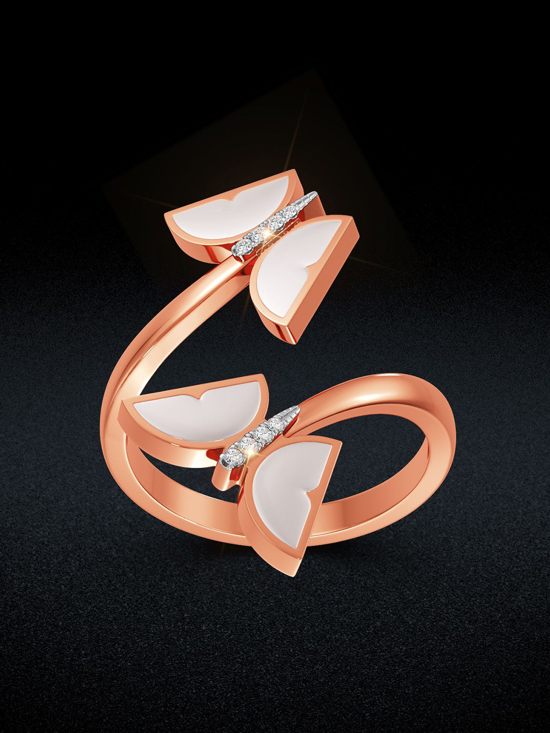 Joyalukkas Women 18 Kt Snowy Butterfly Diamond Ring