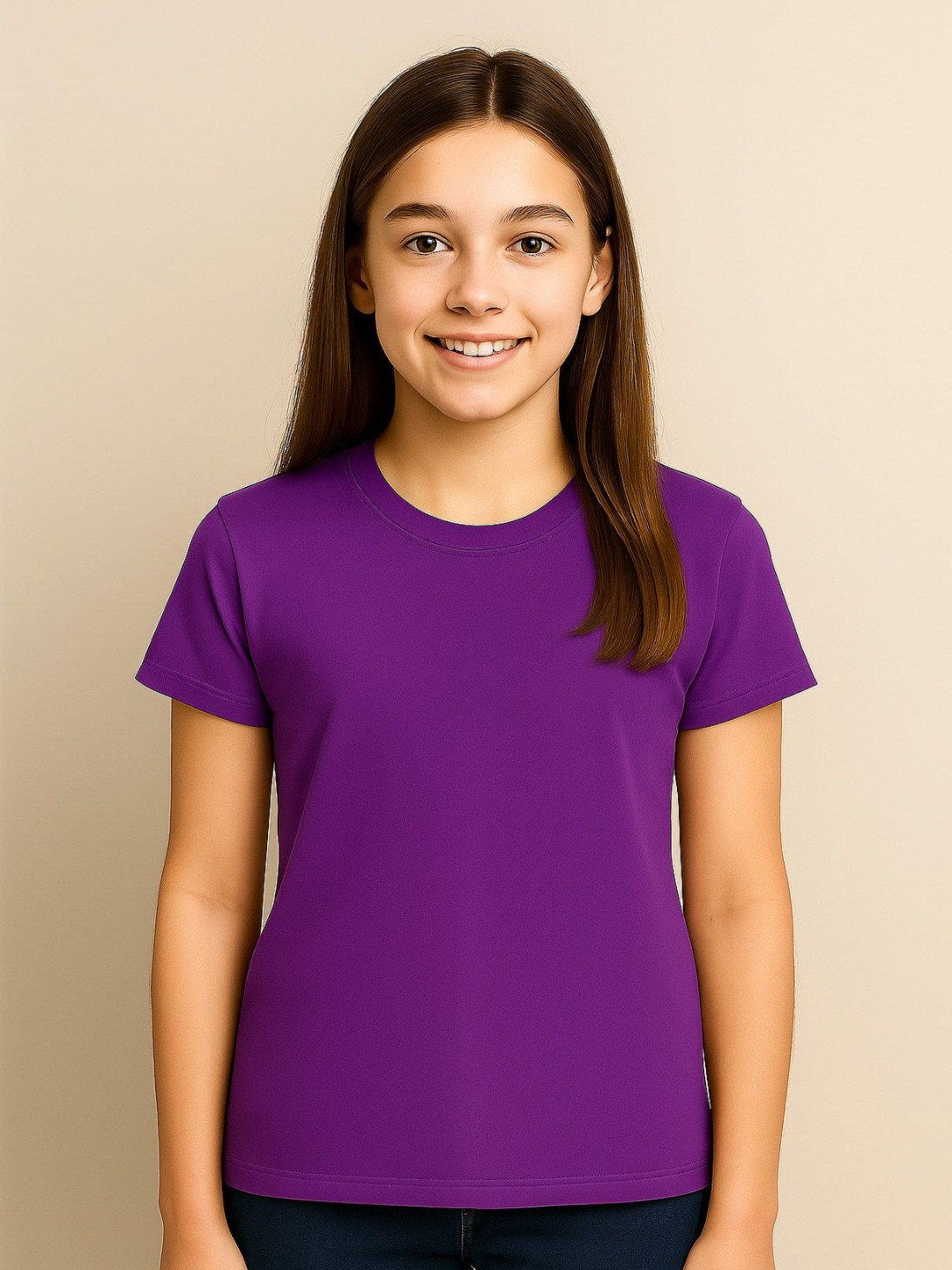 SINI MINI Girls Solid Round Neck T-shirt
