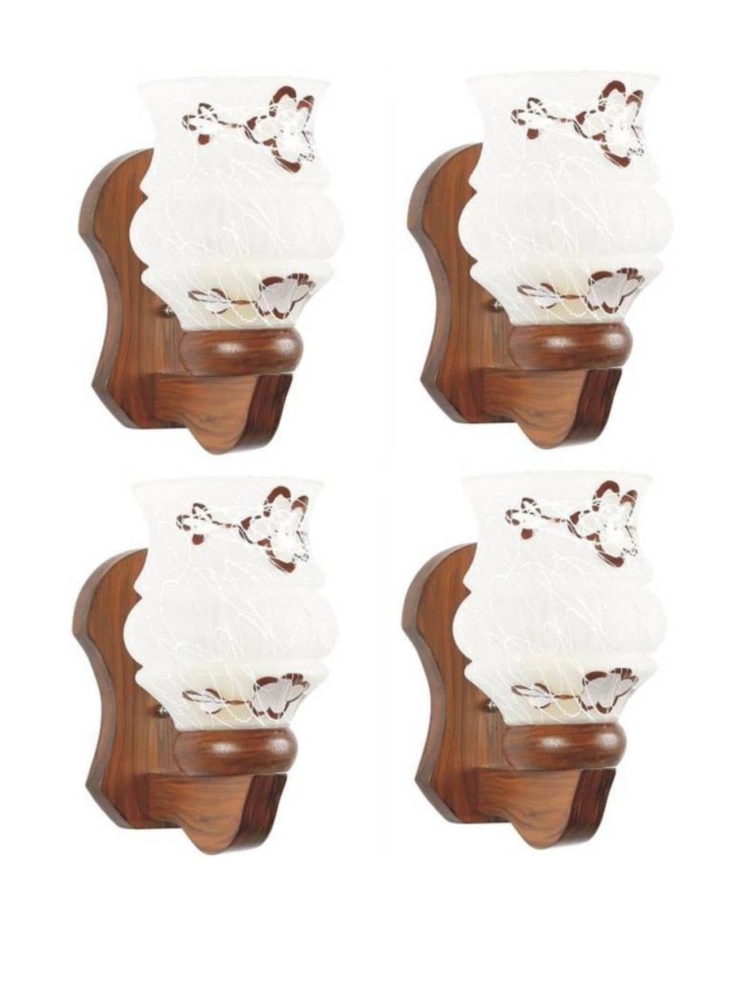 Somil Premium Designer Glass  Wall / Night  Lamp  Elegant  & Stylish Dcor Accent for Modern Interiors, color, Brown, White, Size:- 20.5 X 26.5 X 31 CM