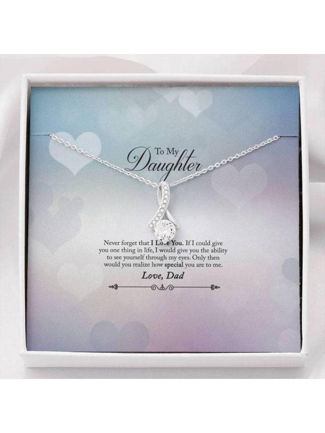 Sterling Silver Gift Daughter Necklace, Daughter GiftTo Daughter Gift From Dad Blue Hearts