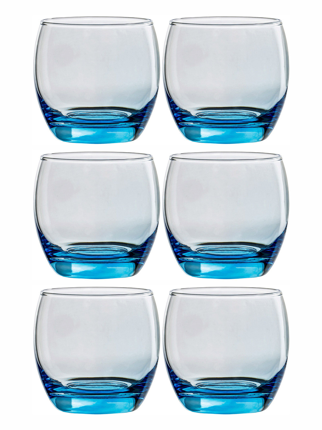 Luminarc Transparent & Blue 6 Pieces Color Glass Water Glasses- 320ml Each