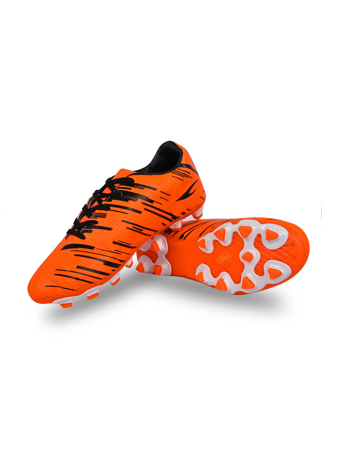 FOOTBOX Men PU STRIKERORANGE-Orange Regular Football Non-Marking Sports Shoes