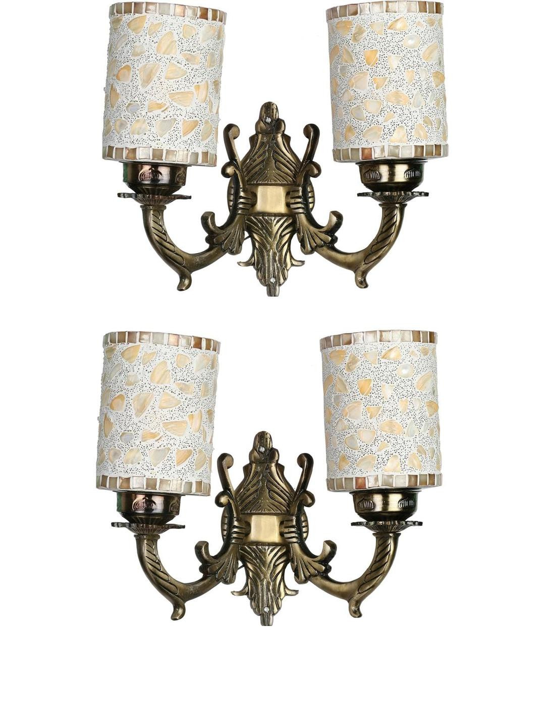 Somil Premium Designer Glass Wall / Night Lamp  Elegant & Stylish Dcor Accent for Modern Interiors, color- White, Gold, Size, 18 X 25.5 X 33 CM