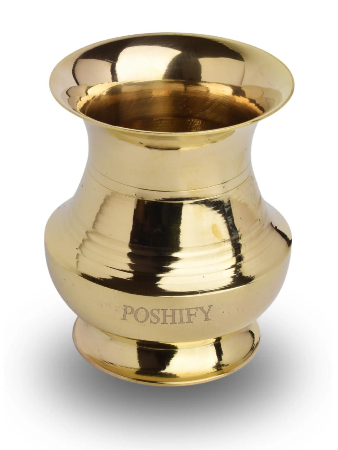 POSHIFY Brass Kamakshi Design Gold Deep - Elegant Diya Holder for Divine Ambiance