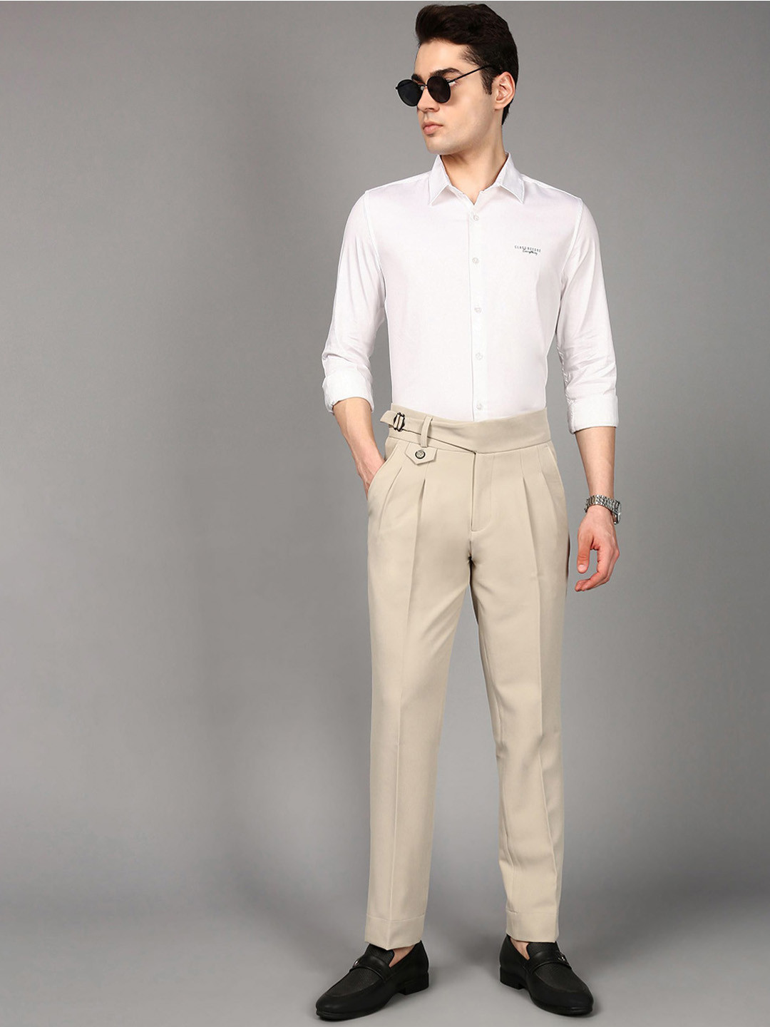 British Club Men Smart Slim Fit Pleated Trouser