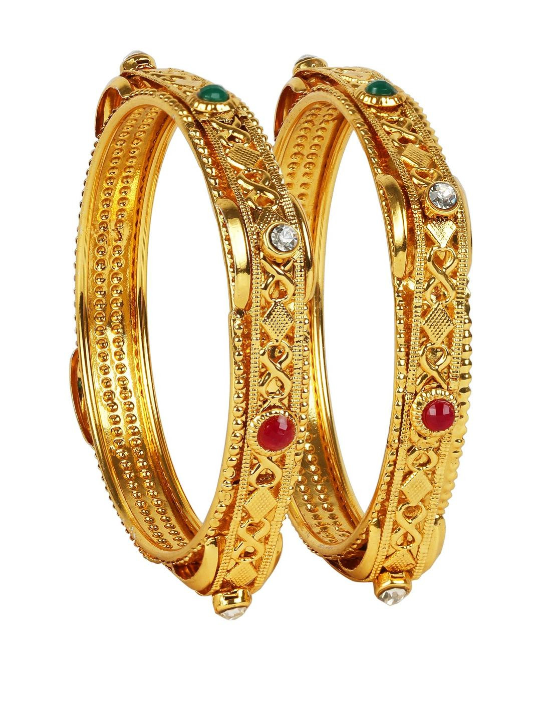 KHETLAZEE Women Gold Plated Set Of 2 Multicolour Bangles