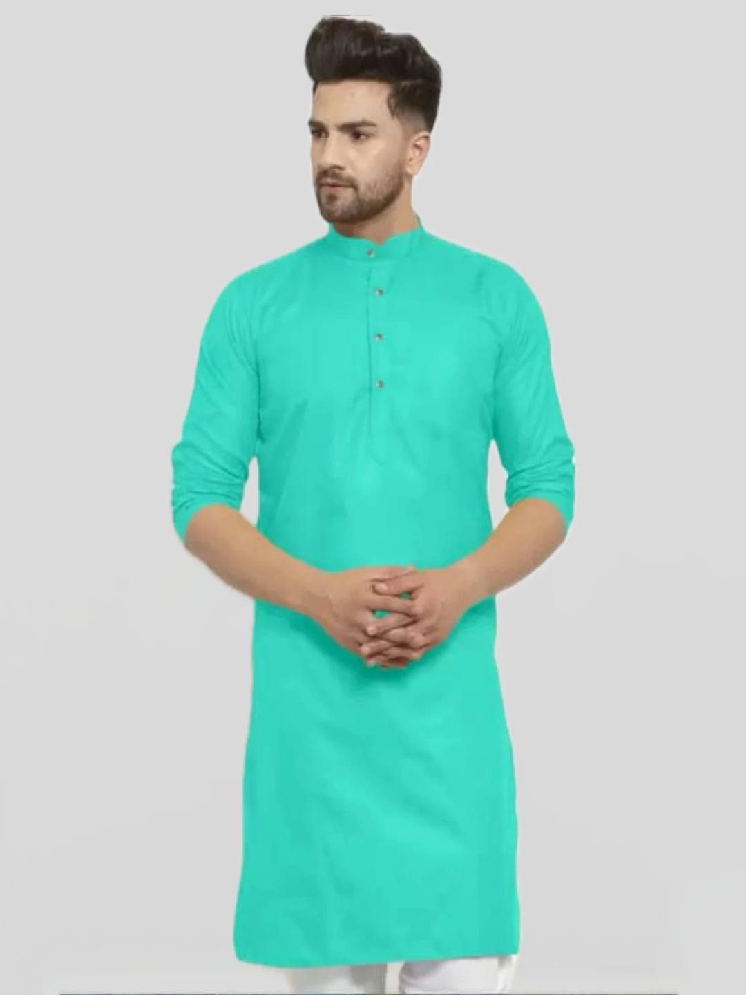 ANUJ FASHION Men Cotton Solid Straight Kurta