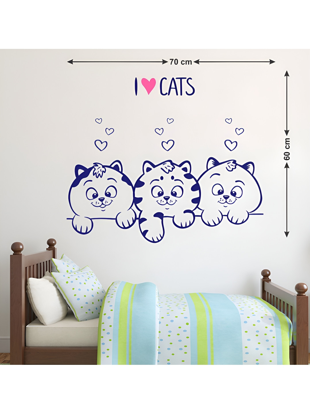 LANSTICK Blue Cat Love Wall Sticker