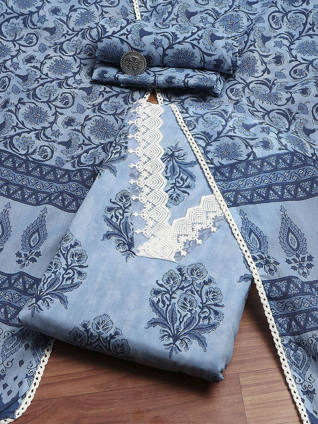 Biba Floral Priented Pure Cotton Unstitched Dress Material