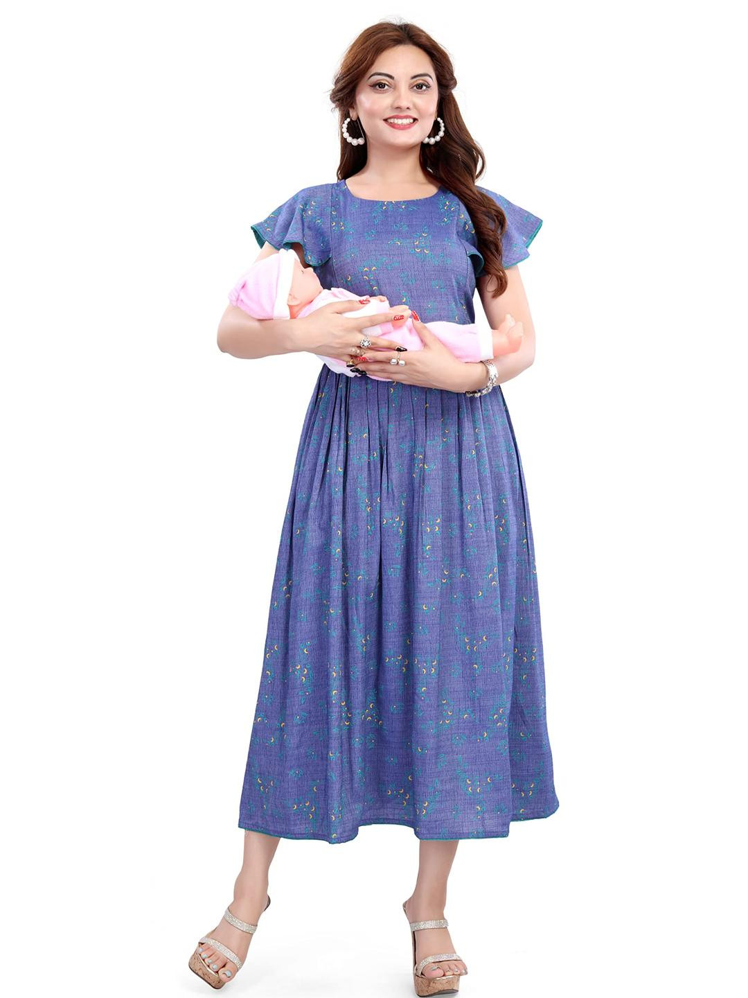 Mom&Bae Women Violet Viscose Rayon Kurtis