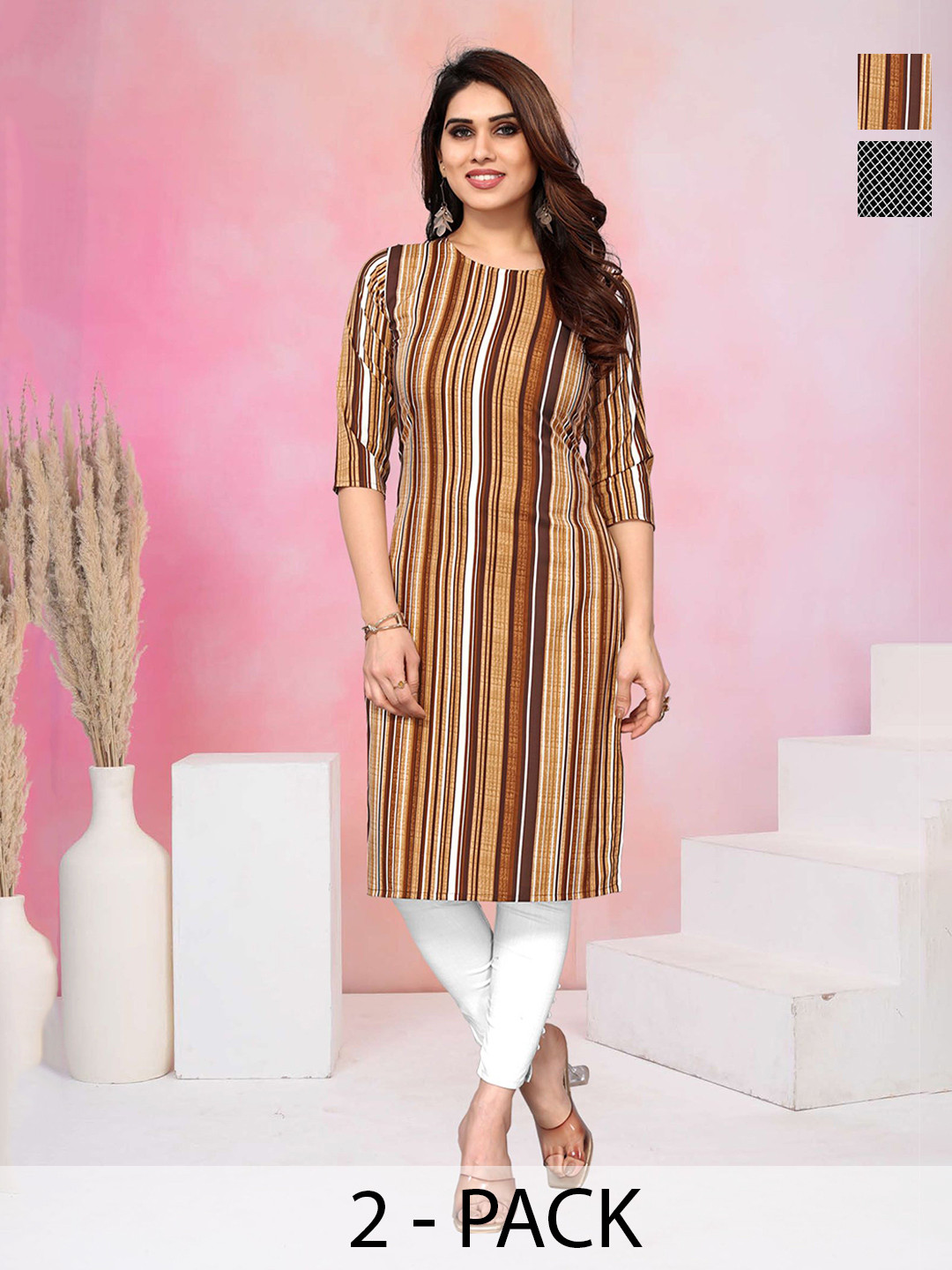 KETAKI FASHION Women Pack of 2 Geometric Printed Daily Straight Kurtas