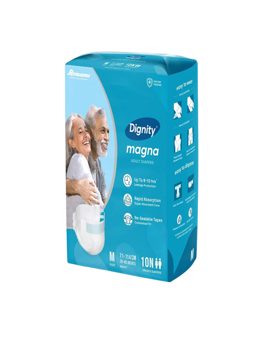 Dignity Set Of 4 Magna Adult Diapers- M- 10 Diaper Each