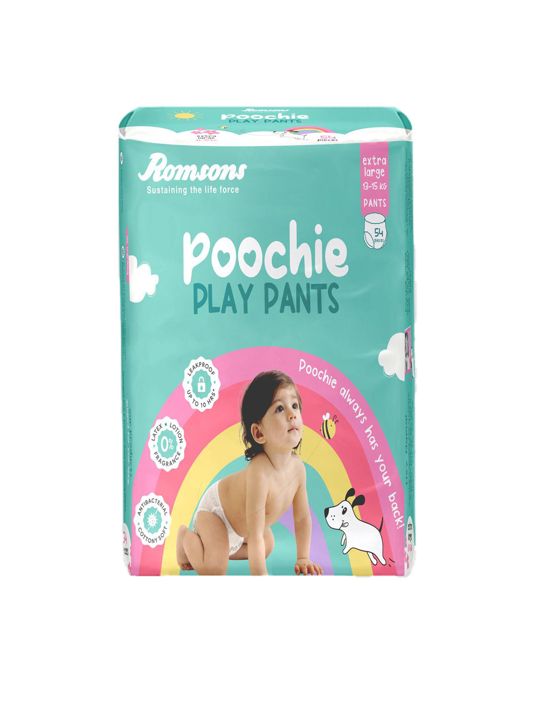 Romsons Poochie Play Pants Baby Diaper- XL- 54 Diaper