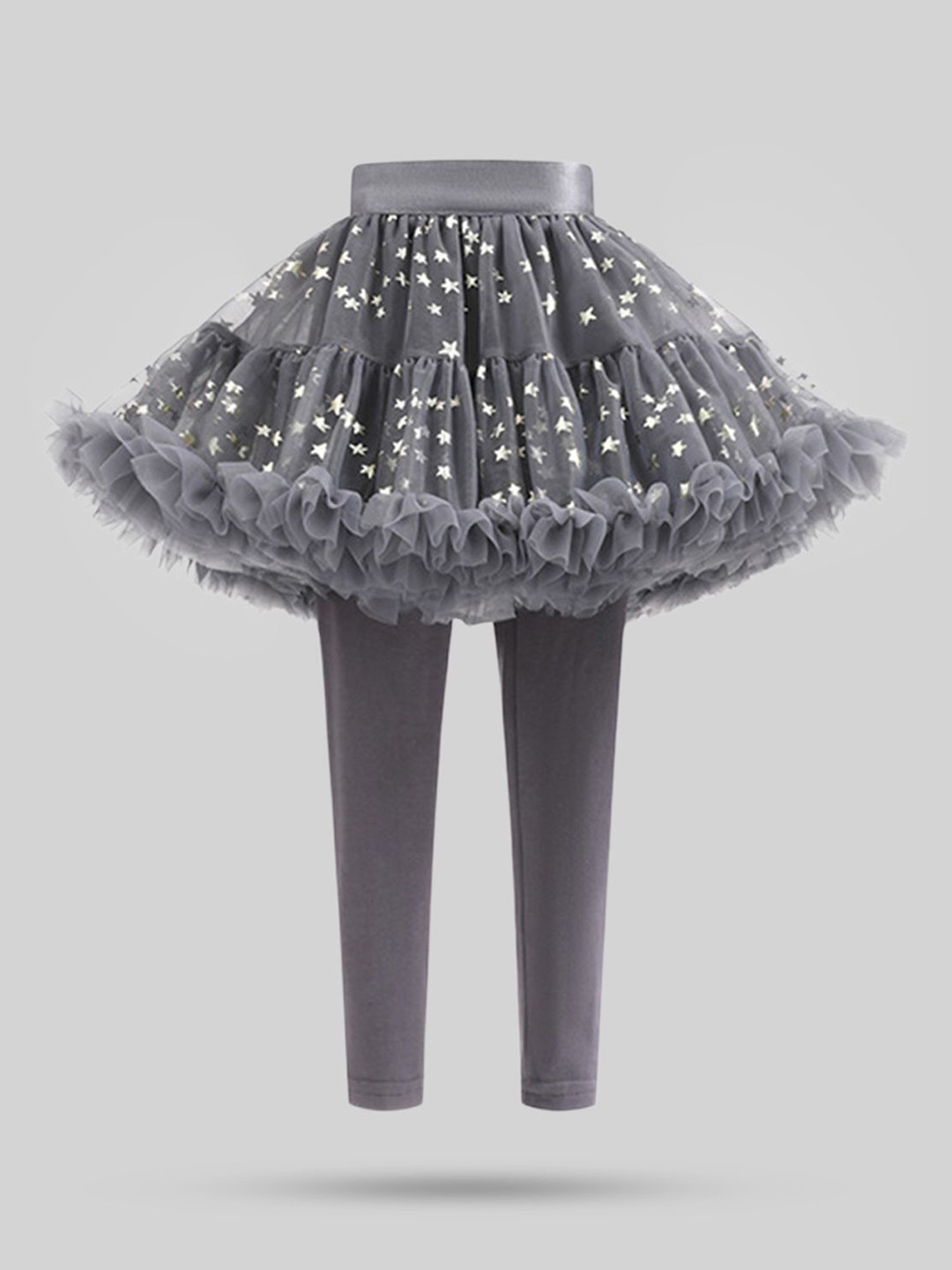 INCLUD Girls Star Printed Tulle Overlay Skirt Tutu Leggings