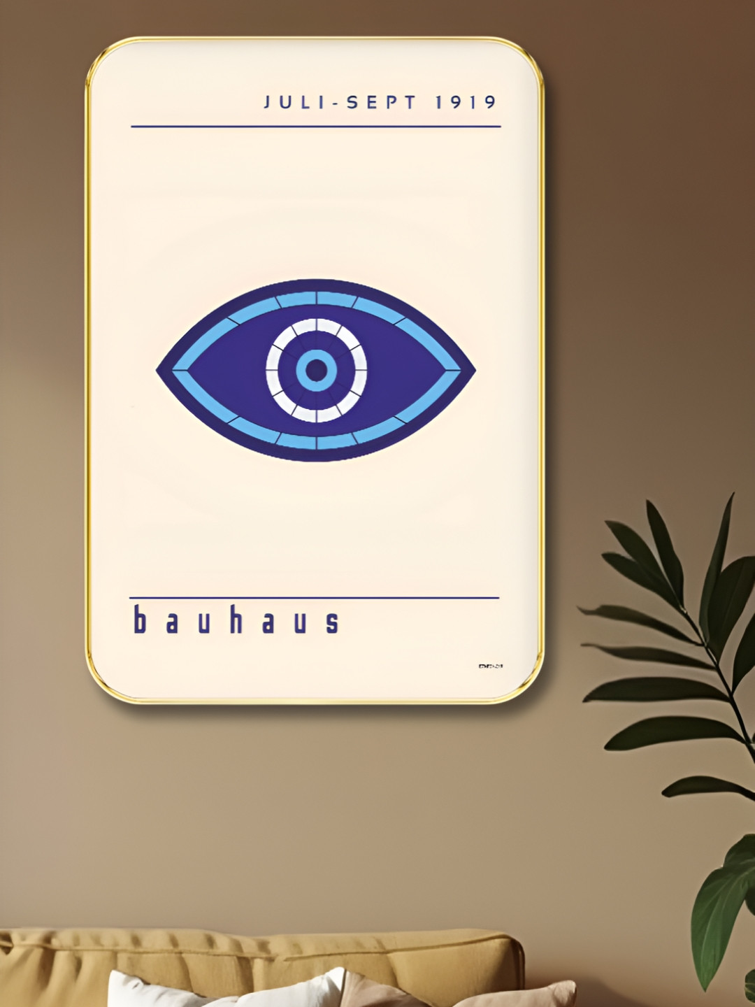 Livin'luxe White & Blue Bauhaus Eye Wall Art