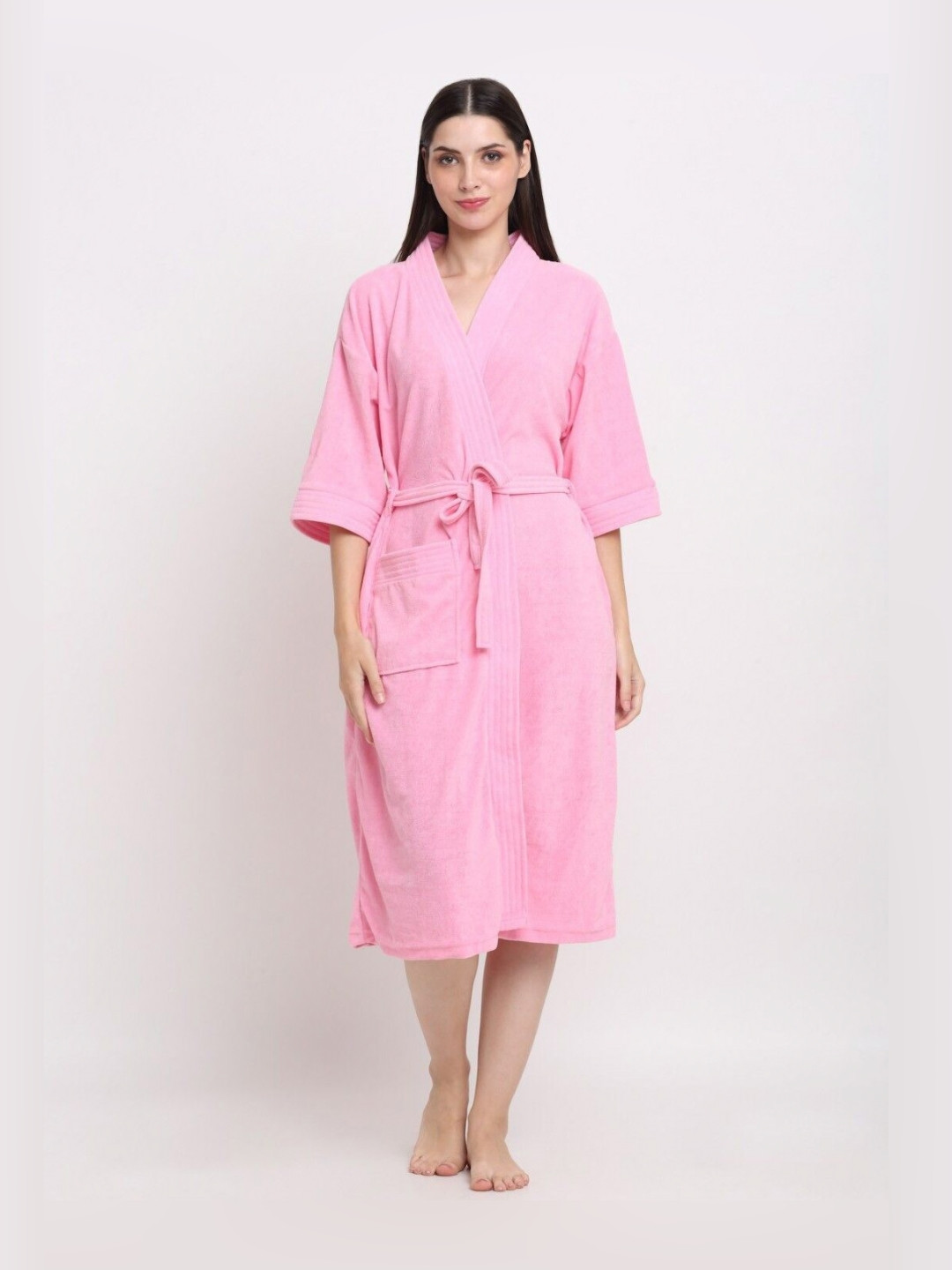 POORAK Women Shawl Collar Bath Robe With Belt