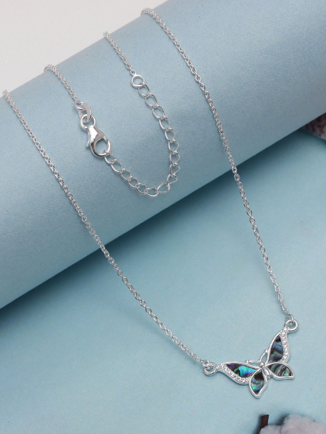 LeCalla 925 Sterling Silver Silver-Plated Abalone Shell And Cubic Zirconia Necklace