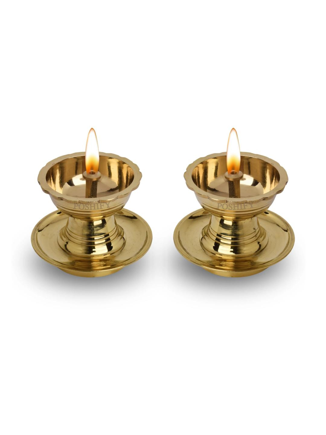 POSHIFY Brass Diya Pooja Essential - Pack Of 2