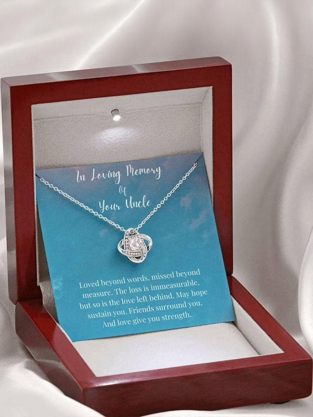 Silver Gift In Loving Memory Of Your Uncle Necklace, Memorial Gifts For Loss Of An Uncle Gift