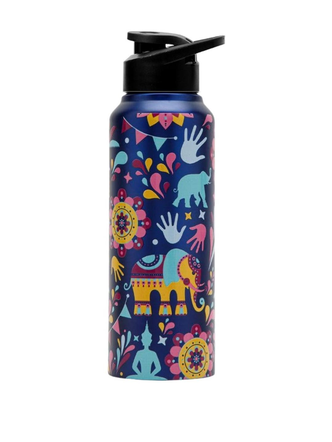 Voik Blue Single Stainless Steel Printed Water Bottle