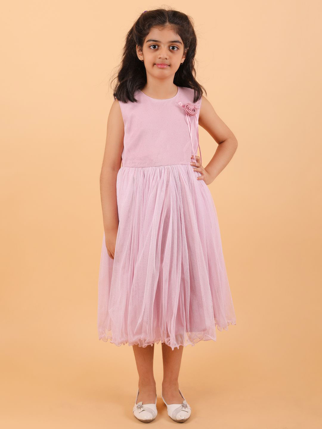 CALYX CLOTHING Girls Applique Satin Fit & Flare Midi Dress