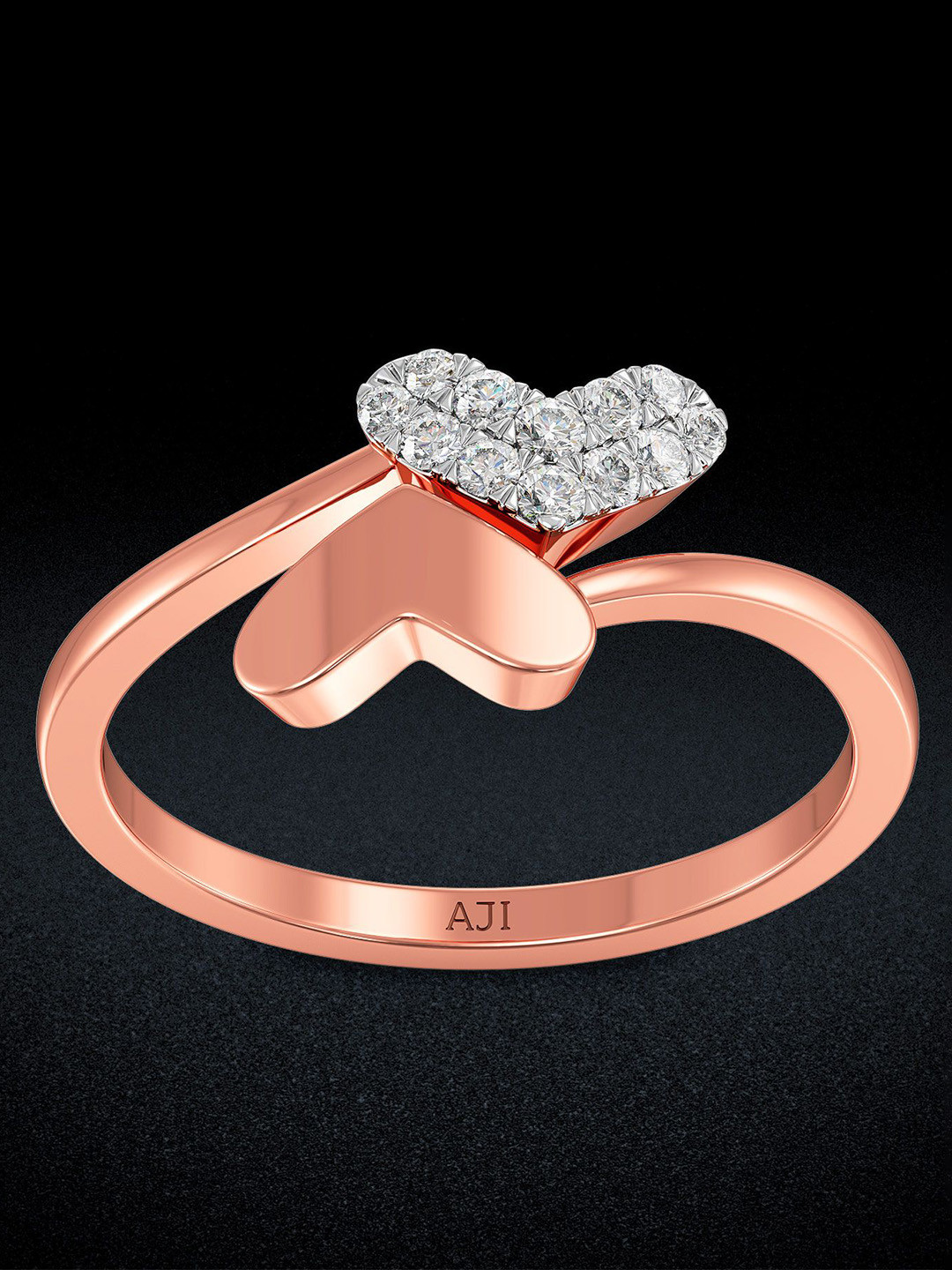 Joyalukkas Women 18 Kt Rose Gold Intersecting Hearts Diamond Ring