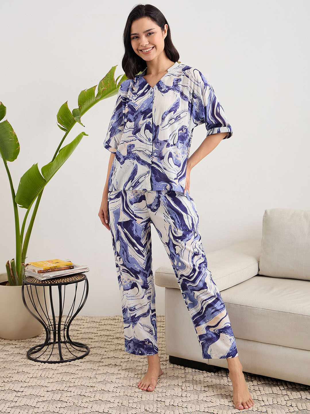 July Women Abstract Printed Night suit