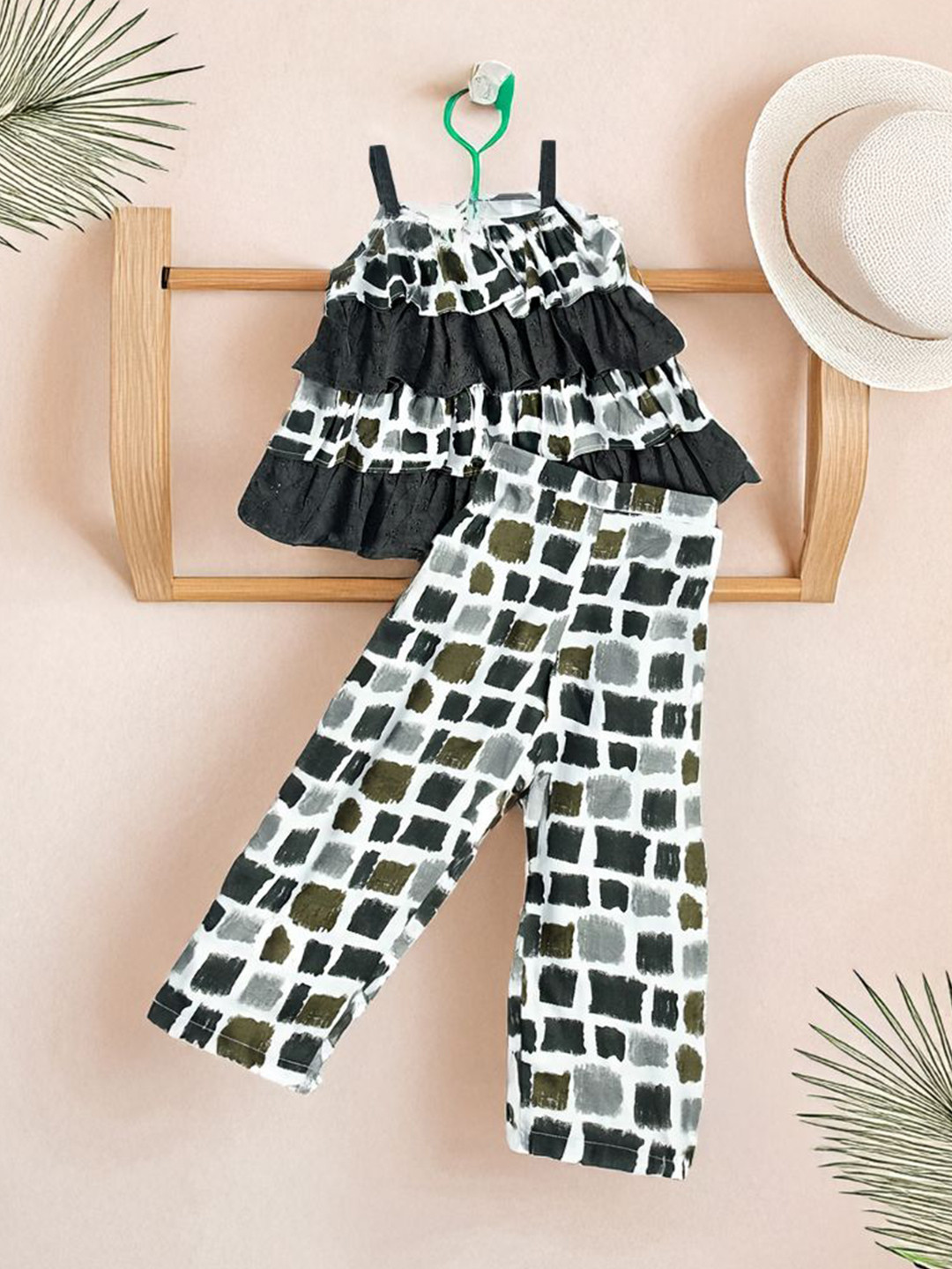 BAESD Girls Print Layered Top With Coordinating Pant Set