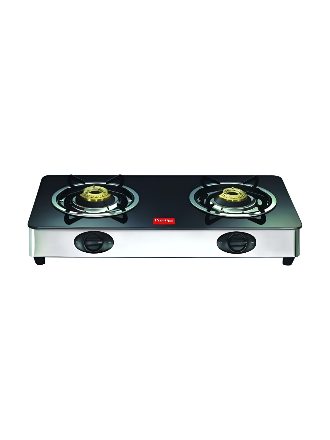 Prestige Grey & Black Glass 2 Burners Manual Gas Stove