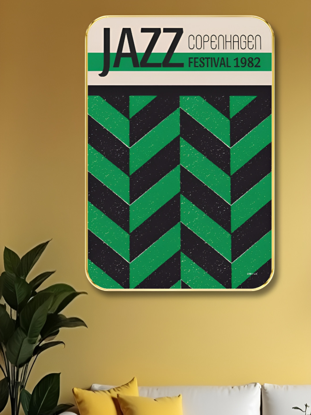Livin'luxe Green & Black Jazz Festival Copenhagen 1982 Printed Wall Art