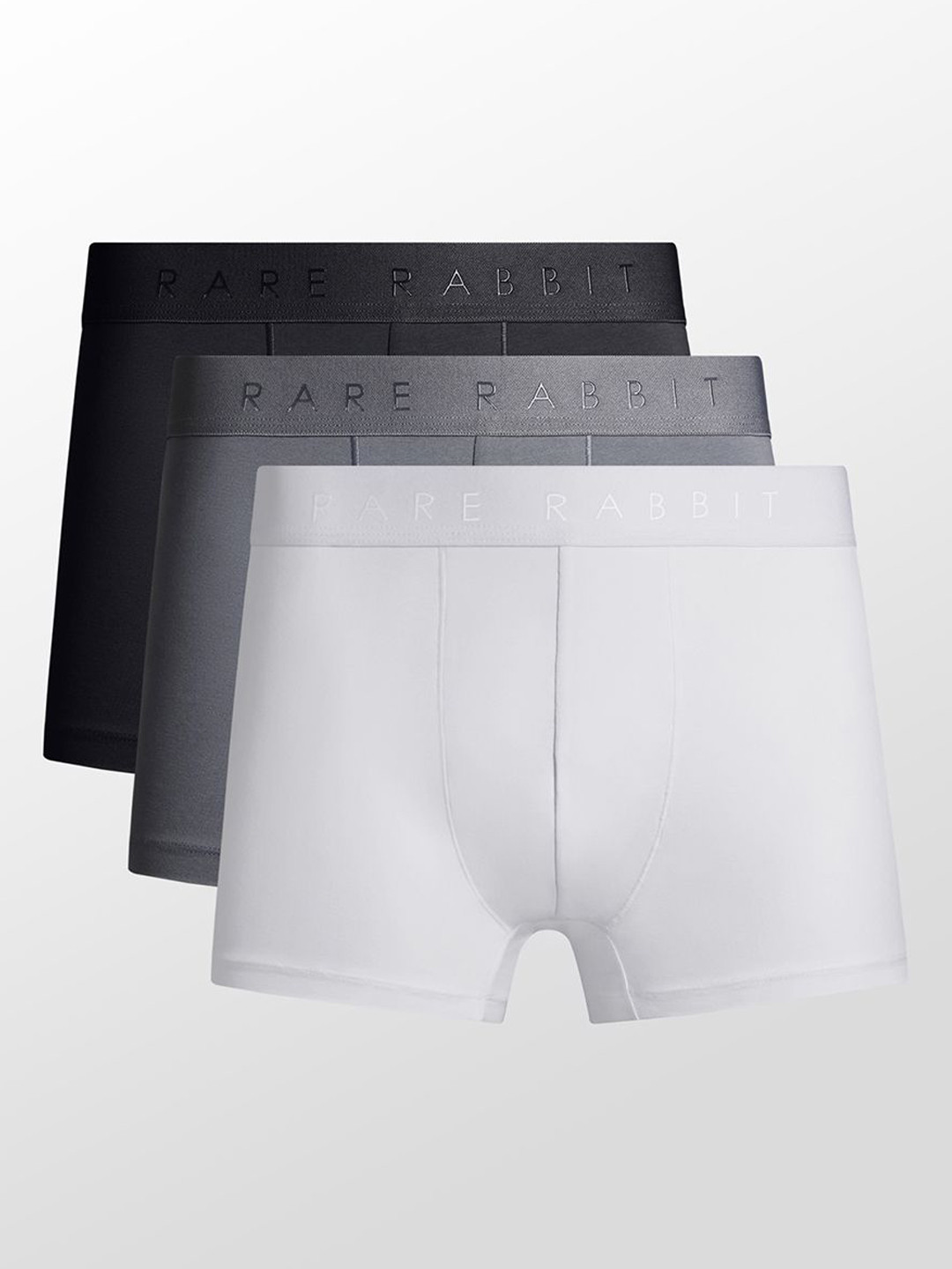 RARE RABBIT Pack Of 3 Cotton Stretch Short Trunks NOW PRIMARY BLACK/WHITE/GREY