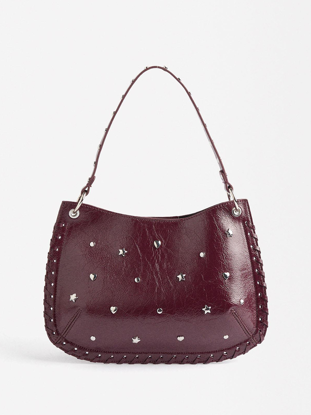 PARFOIS Studded Baguette Shoulder Bag with Detachable Sling Strap