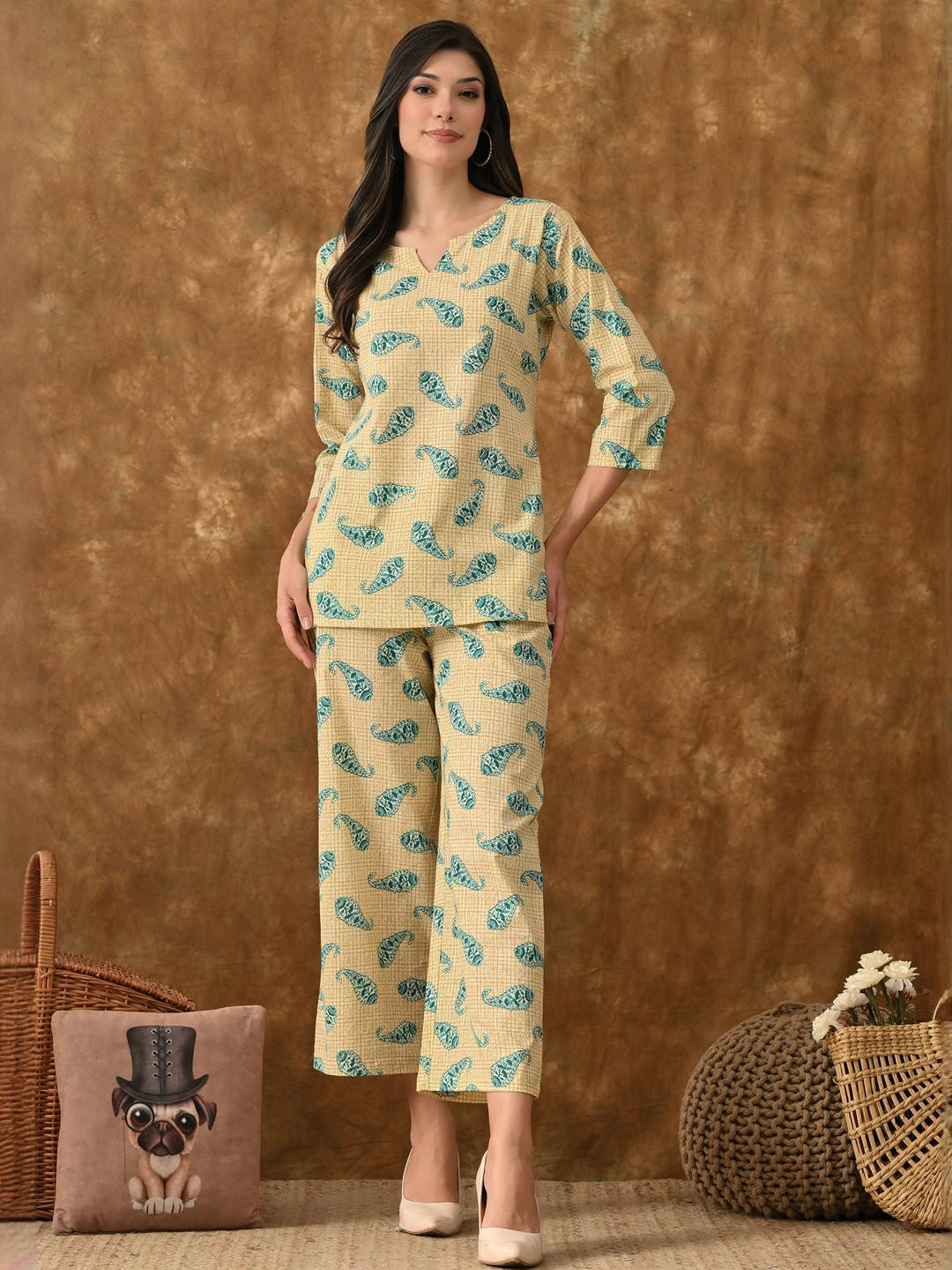 Saanvi Collection Printed Pure Cotton Top & Trousers