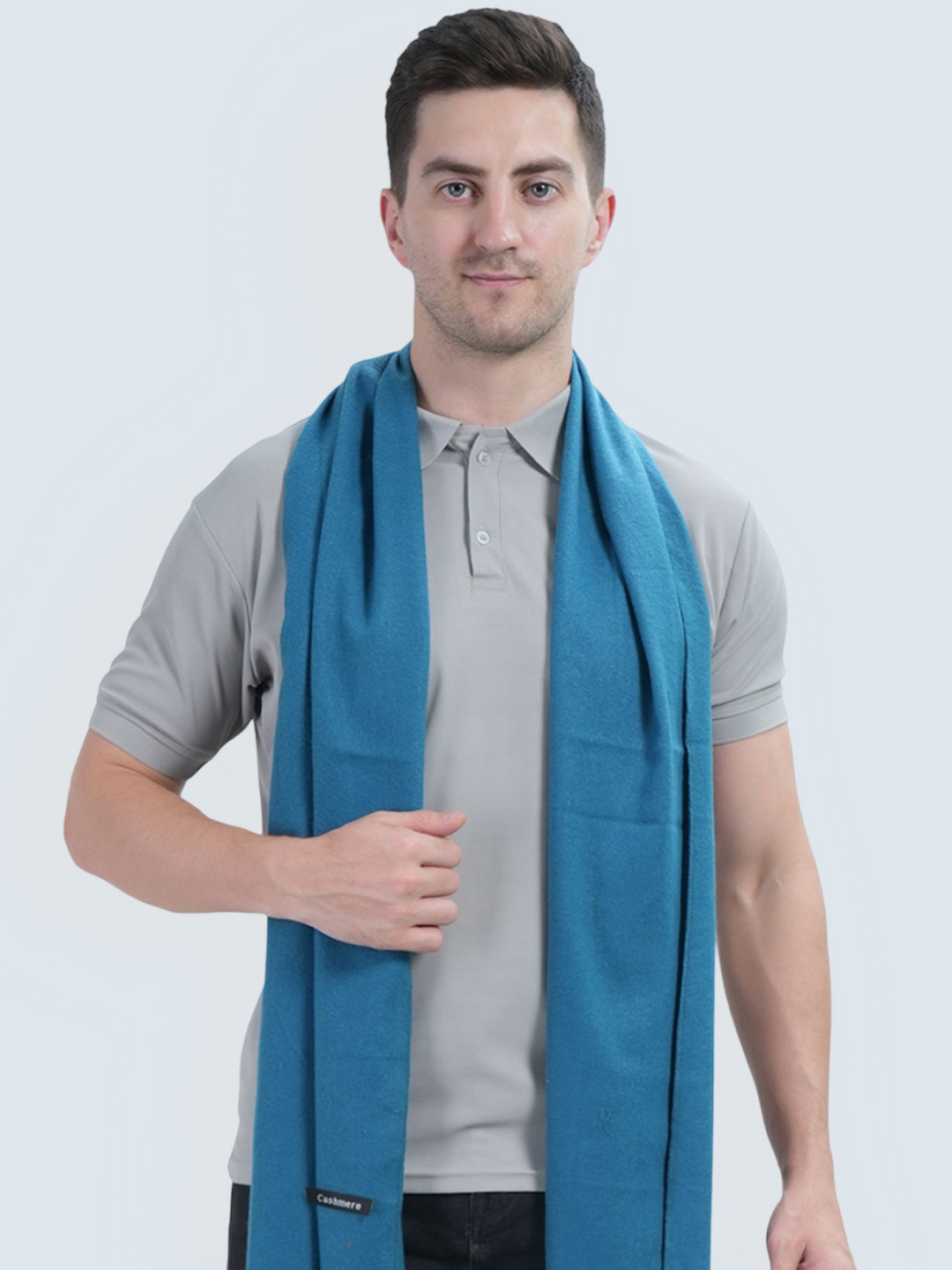 Manra Men Plain Mufflers With Tasselled Border