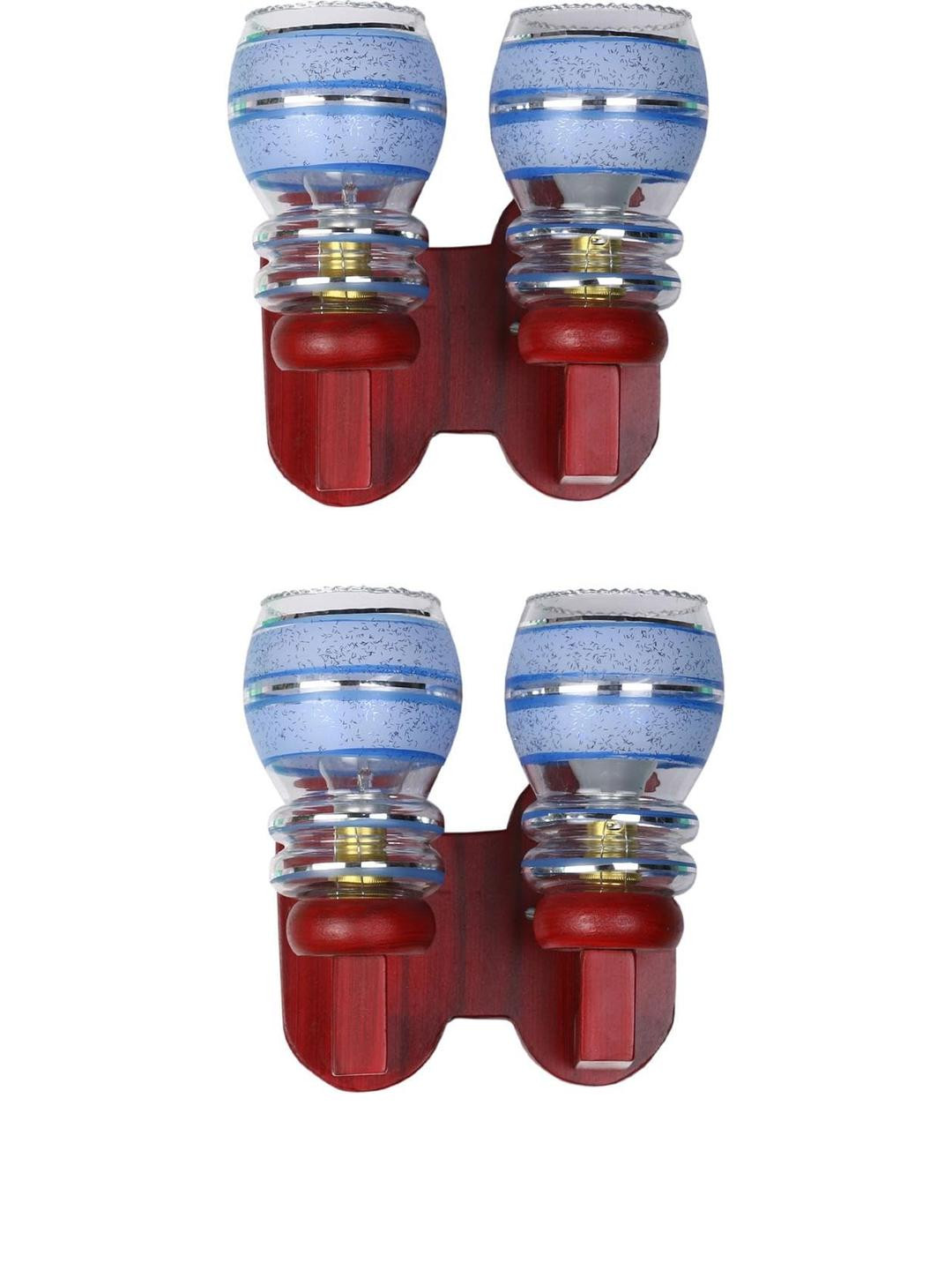 Somil Premium Designer Glass Wall / Night Lamp  Elegant & Stylish Dcor Accent for Modern Interiors, color- Blue, White, Size, 28.5 X 24.5 X 29 CM