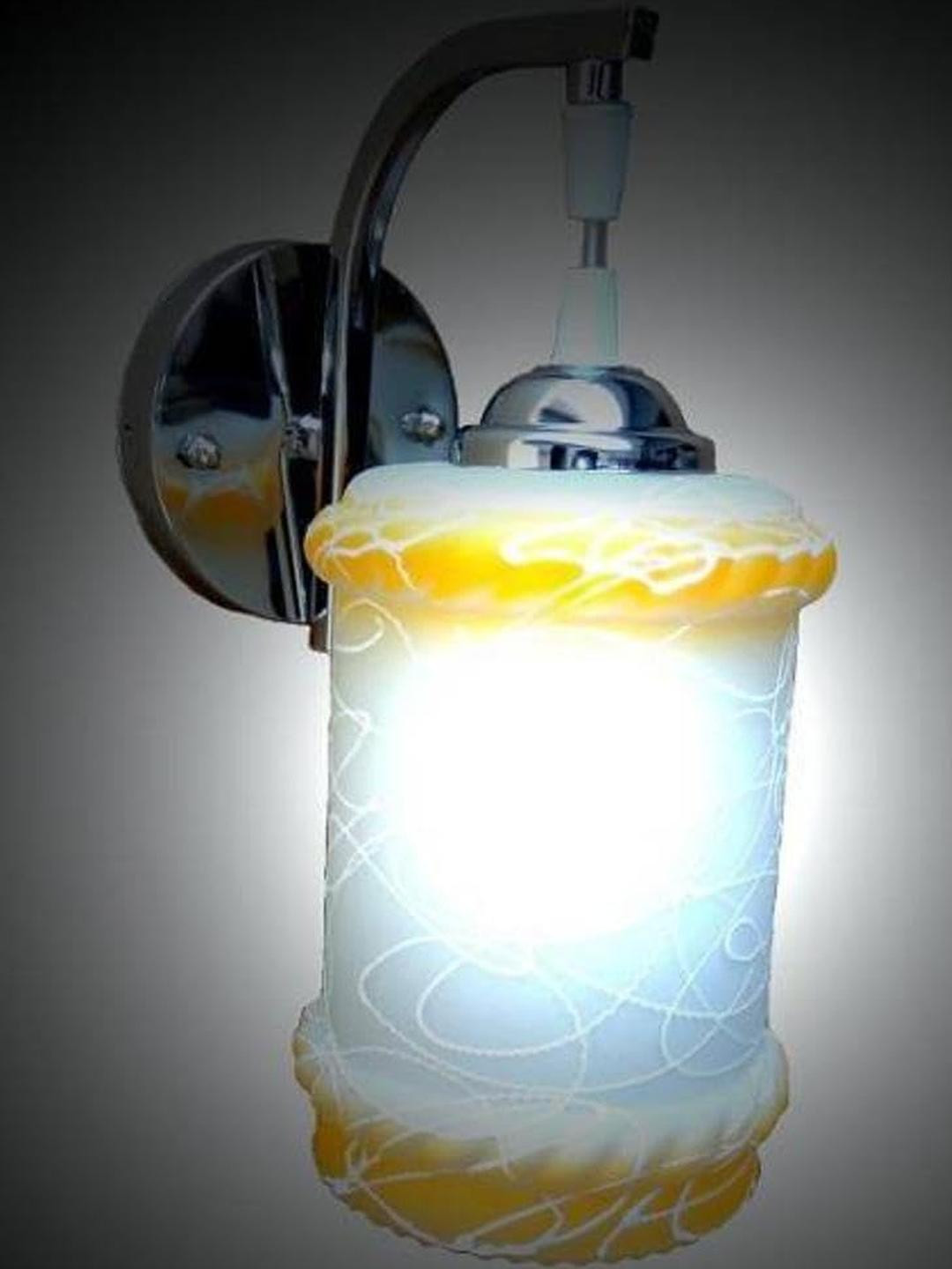 Somil Premium Designer Glass Wall / Night Lamp  Elegant & Stylish Dcor Accent for Modern Interiors, color- Yellow, White,  Size, 20.5 X 24.5 X 29.5 CM