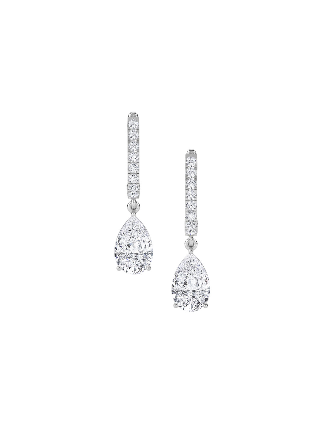 LUNA Women White Gold Lab Grown Diamond Studded Drop Earrings I 14 Kt