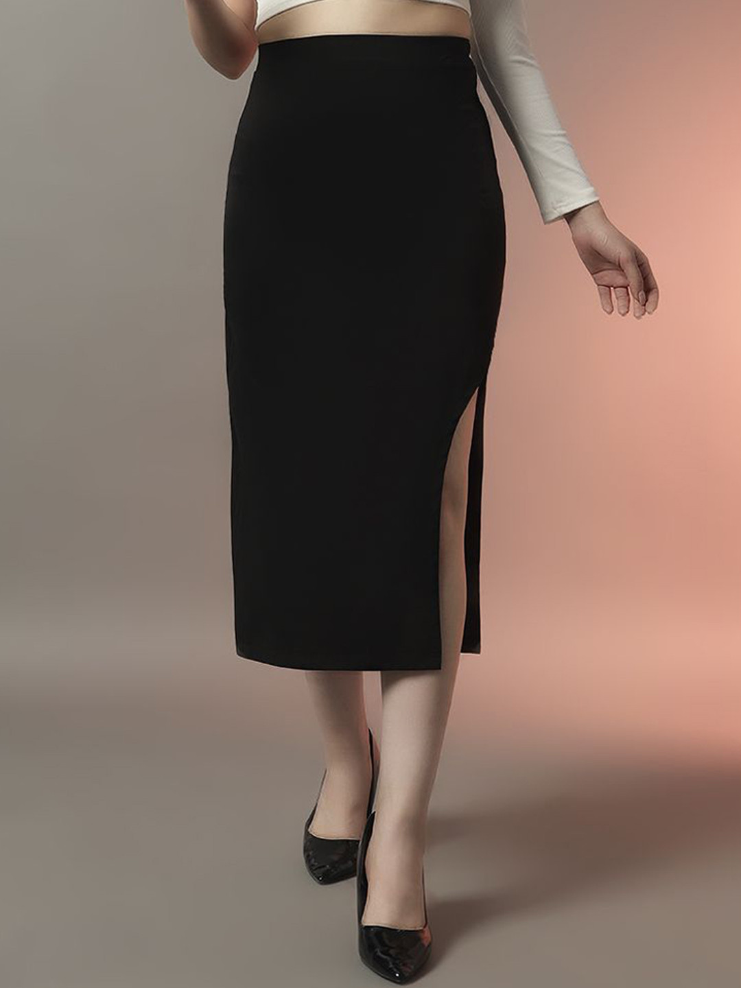 CORSICA Pencil High-Slit Midi Skirt