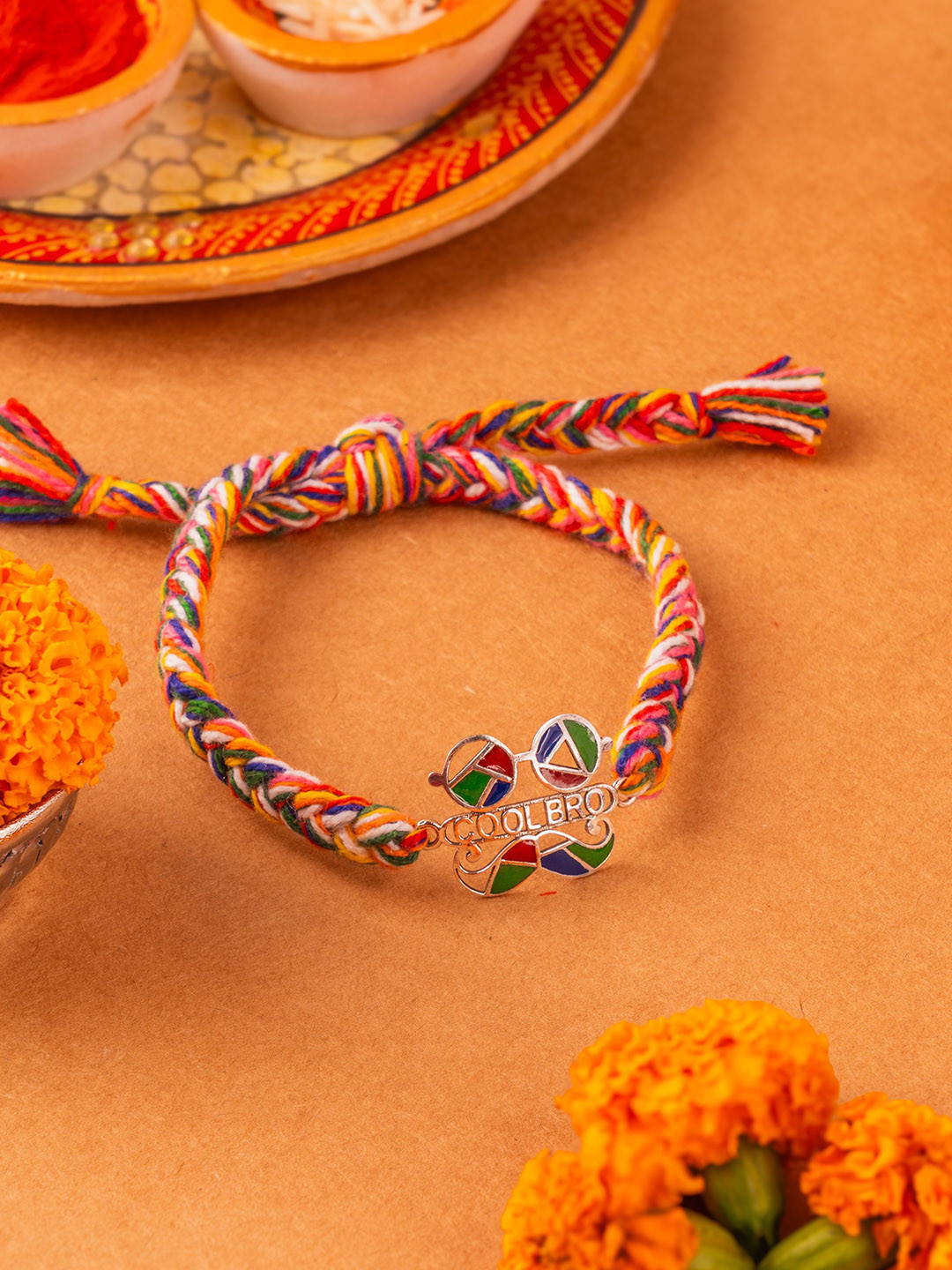 Kicky And Perky 925 Sterling Silver Cool Colourful Thread Rakhi