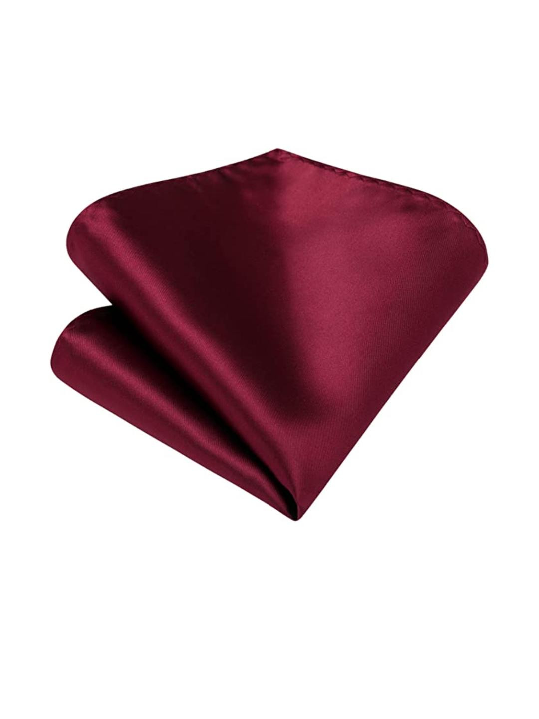VOICI Men Burgundy Solid Pocket Squares