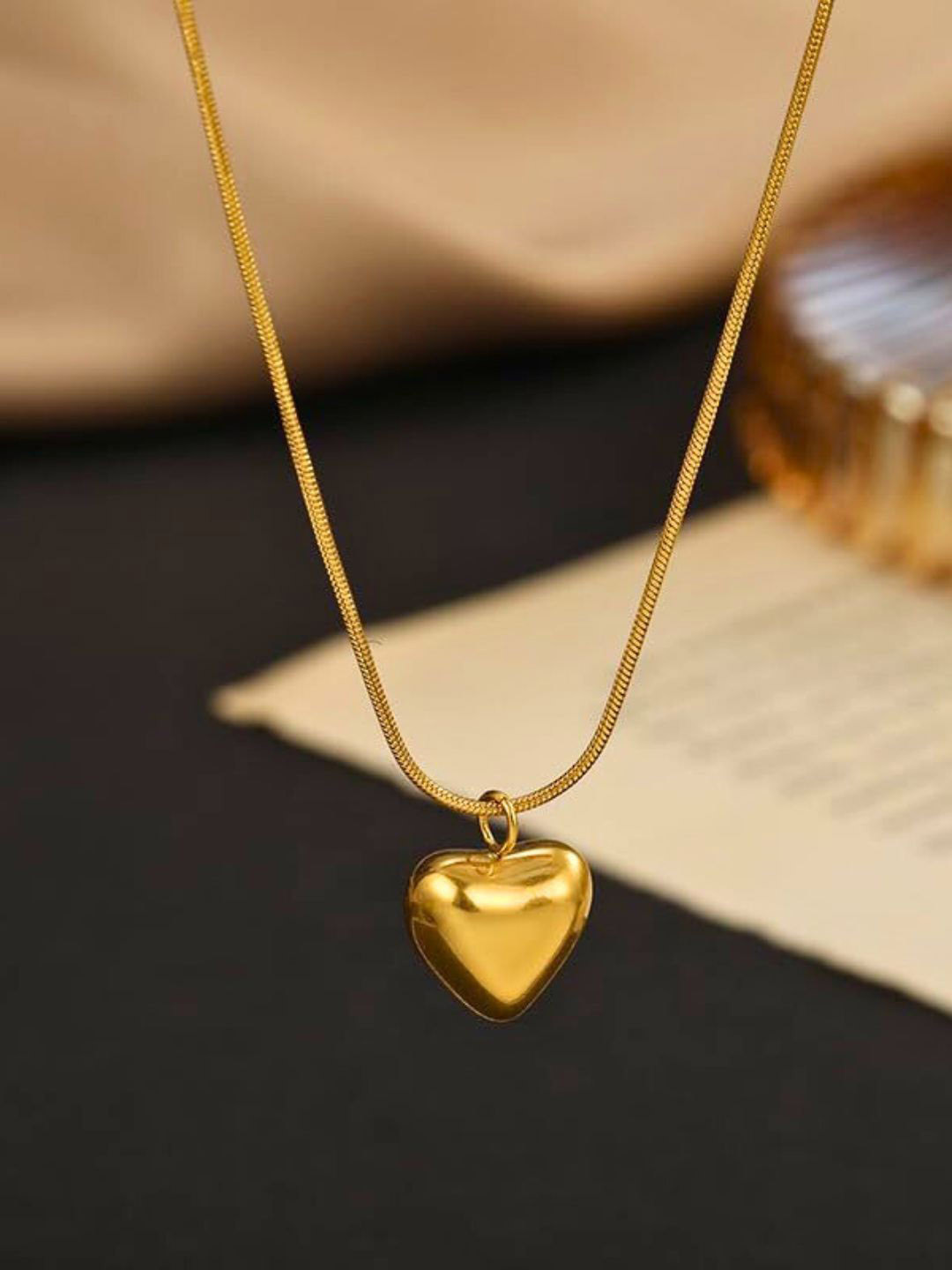 Bauble Cluster Stainless Steel Gold-Plated Anti Tarnish Heart Shaped Pendant With Chain