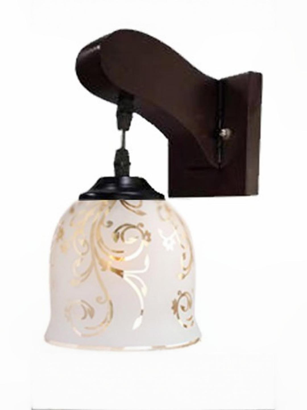 Somil Premium Designer Glass Wall / Night Lamp  Elegant & Stylish Dcor Accent for Modern Interiors, Color- Golden, White, Size:- 14 X 14 X 22 CM
