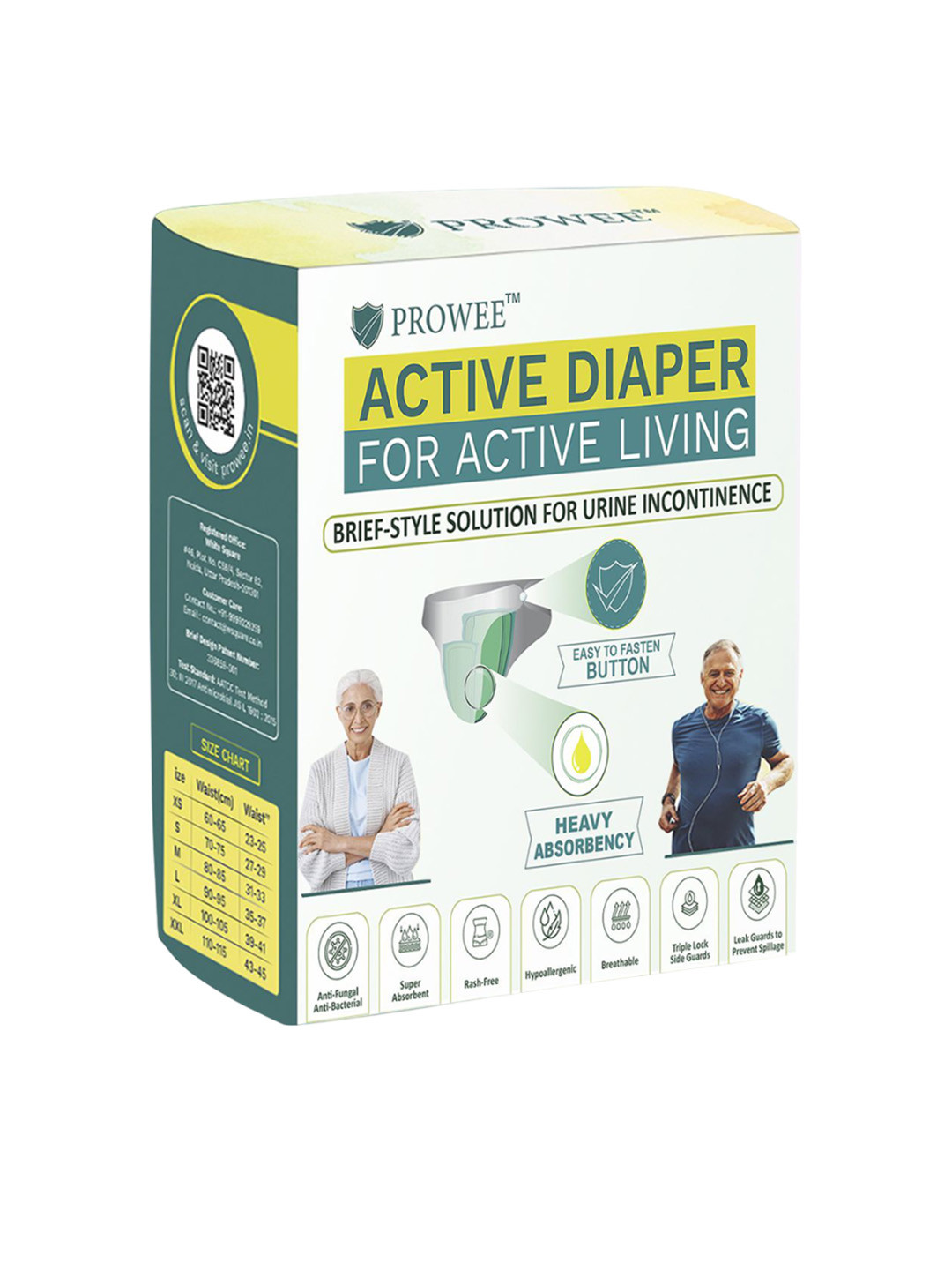 Prowee Active Diaper For Urinary Incontinence Heavy Flow & Leak Guard Brief