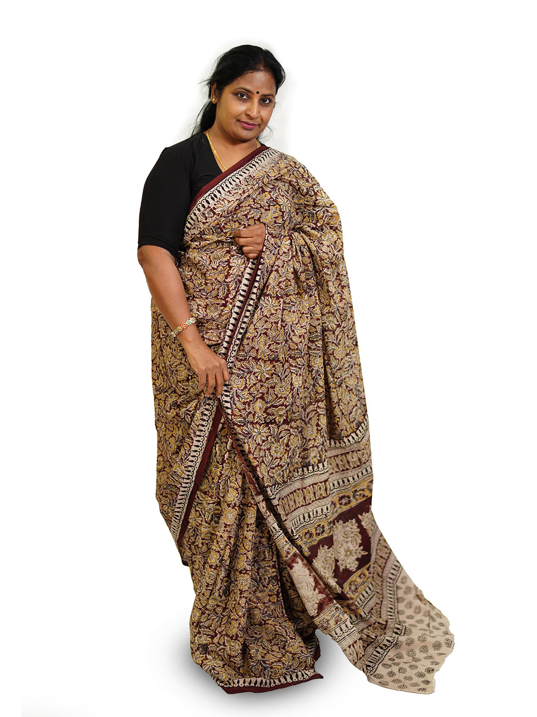 SR HANDLOOMS AND TEXTILES Floral Printed Pure Cotton Chanderi Saree