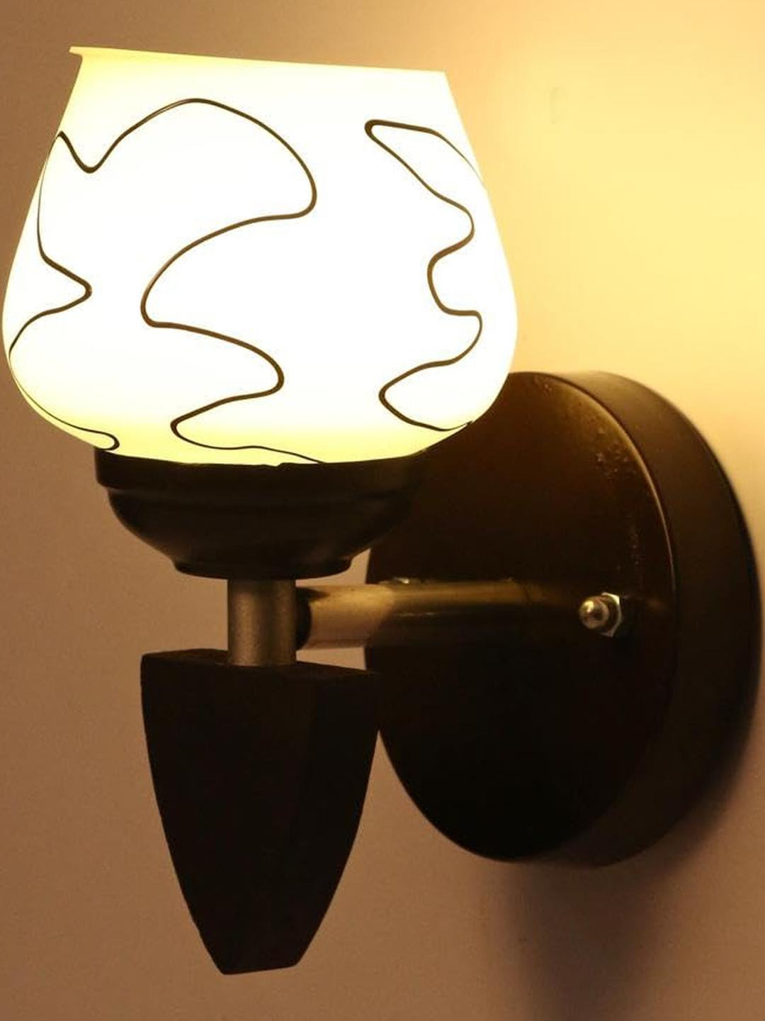 Somil Premium Designer Glass Wall / Night Lamp  Elegant & Stylish Dcor Accent for Modern Interiors, Color- Black, White, Size:- 19 X 20 X 18.5 CM