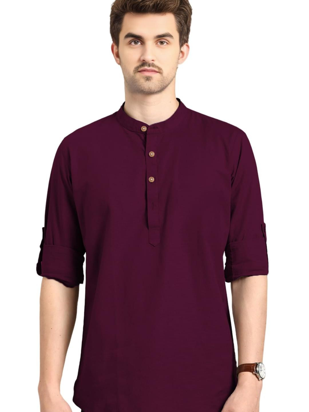 BHUVIKOO Men Purple Kurtas
