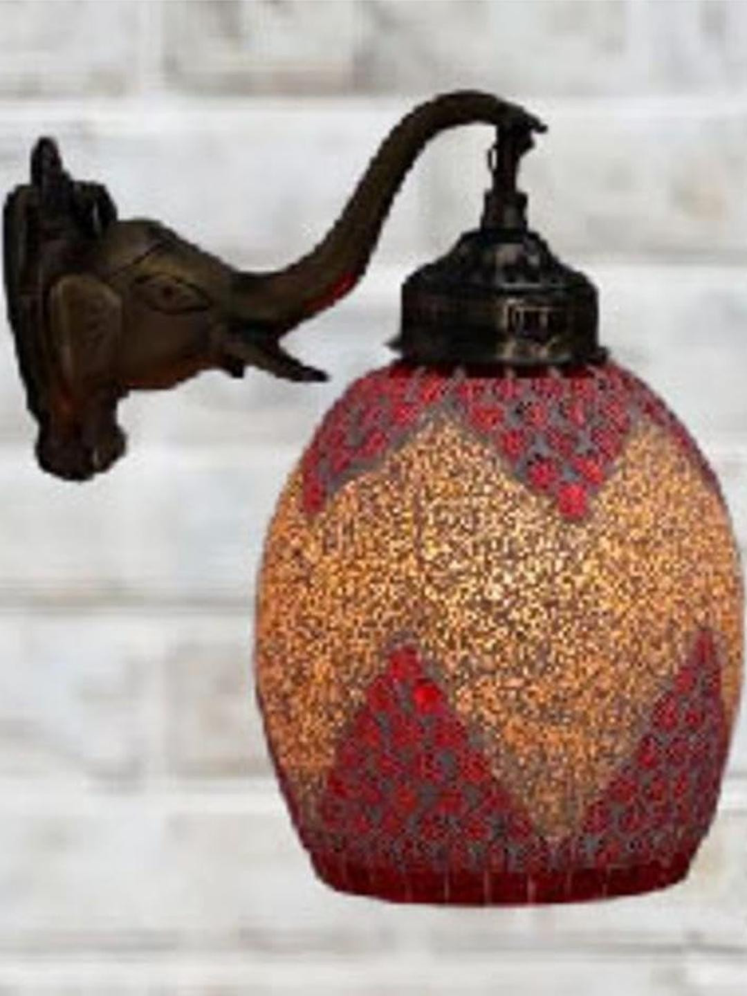 Somil Premium Designer Glass Wall / Night Lamp  Elegant & Stylish Dcor Accent for Modern Interiors, color- Red, White, Size:- 20.5 X 23 X 26 CM