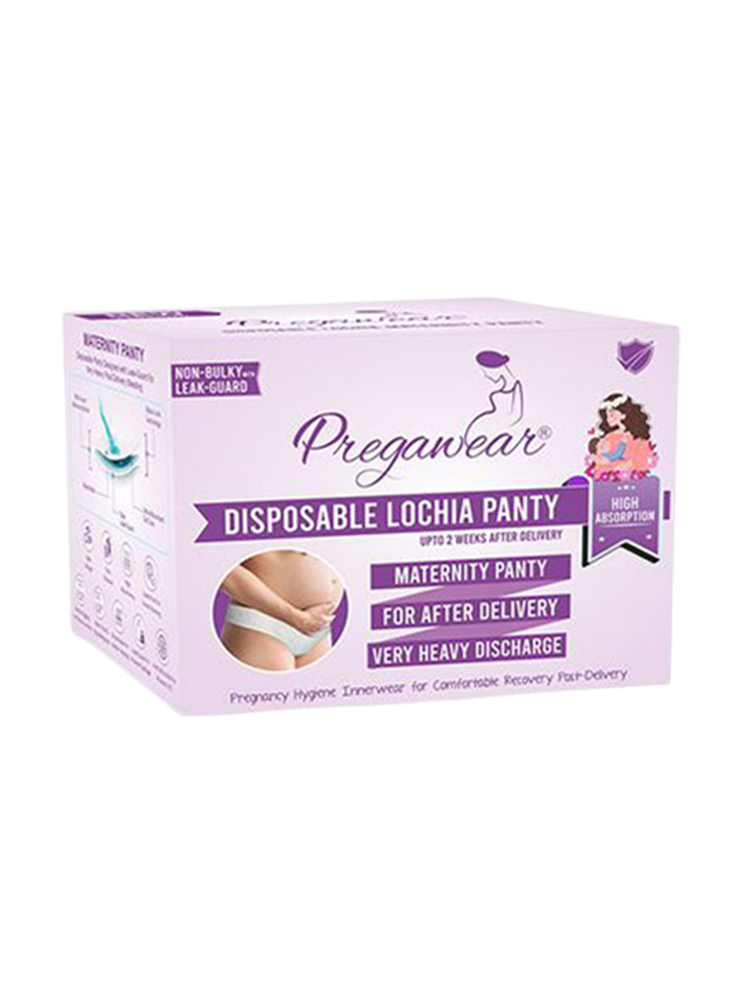 Pregawear 5Pcs Disposable Lochia Leak Proof Postpartum Panties for Heavy Flow