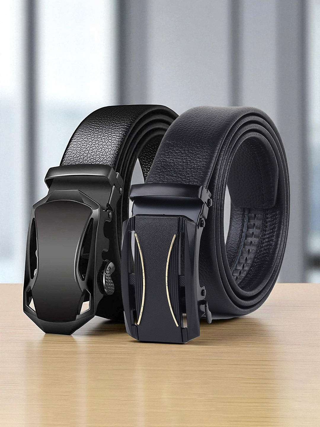 Provogue Men Textured Pack Of 2 PU Belt